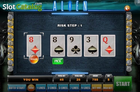 Gamble game screen 2. Alien slot