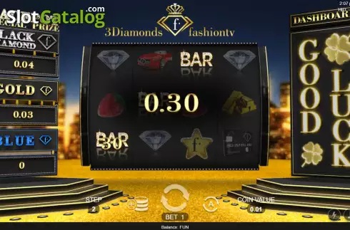 Win screen. 3 Diamonds FashionTv slot