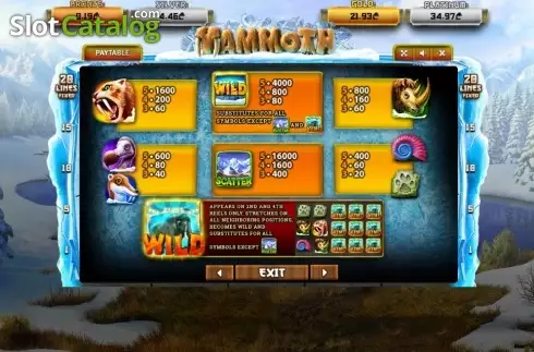 Paytable 1. Mammoth (Betsense) slot