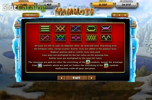 Paytable 3. Mammoth (Betsense) slot