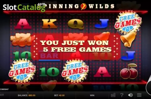 Free Spins screen. Spinning Wilds slot