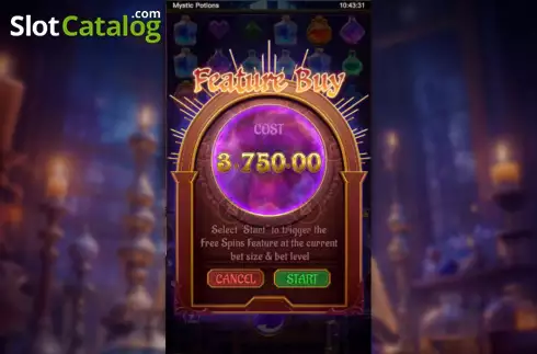Buy Feature Screen. Mystic Potion slot