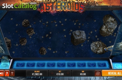Game Screen. Asteroids Scratch slot