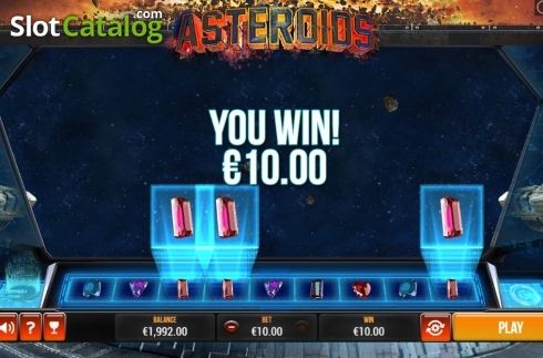 Win Screen. Asteroids Scratch slot