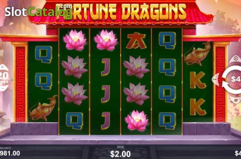 画面6. Fortune Dragons (Wizard Games) カジノスロット