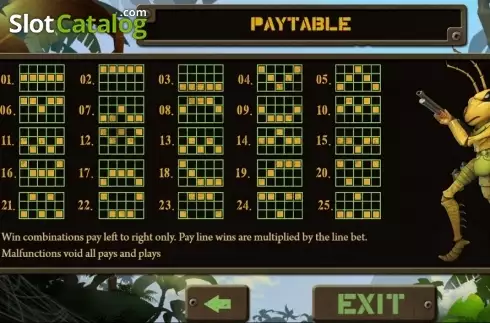 Paytable 5. Black Widow (Pariplay) slot