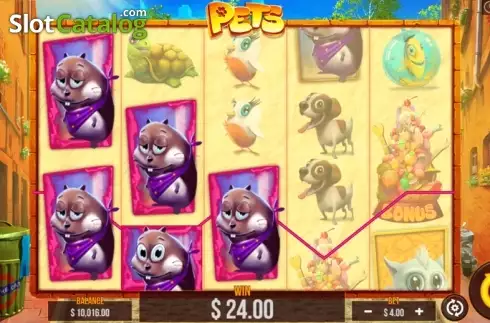 Win screen. Pets (Wizard Games) slot