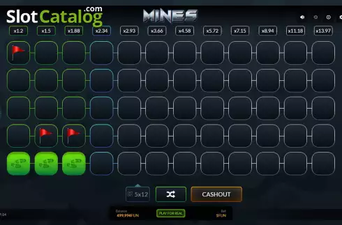 Game screen 2. Mines (Pascal Gaming) slot