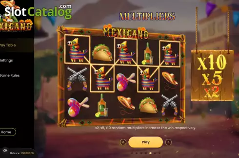 Multipliers screen. Mexicano slot