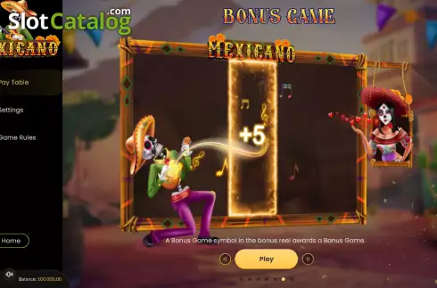 Bonus Game screen. Mexicano slot