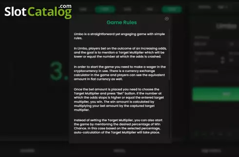 Game Rules screen. Limbo (Pascal Gaming) slot