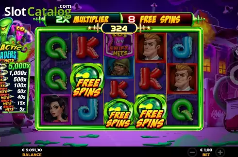 Free Spins Win Screen 4. Galactic Invaders slot