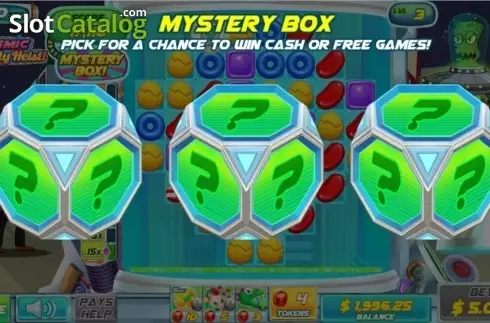 Mystery Box Screen. Cosmic Candy Heist slot