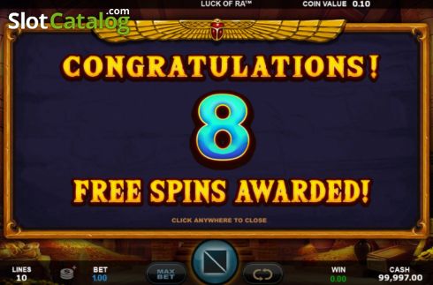 Free Spins 1. Luck of Ra slot