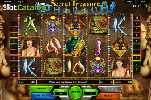 画面2. Secret Treasure Of Pharaoh カジノスロット