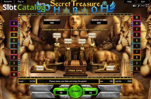 画面5. Secret Treasure Of Pharaoh カジノスロット