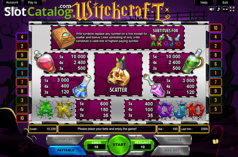 Bildschirm4. Witchcraft (Platin Gaming) slot