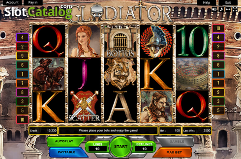 Écran2. Gladiator (Platin Gaming) Machine à sous