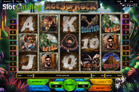 Schermo2. Ages of Rock (Platin Gaming) slot