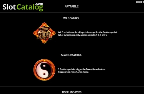 Features 1. Chinese Tigers slot