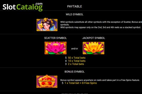 Symbol screen. Royal Lotus (Platipus) slot