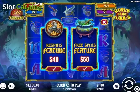 Buy Feature Screen. Ways of the Gauls slot