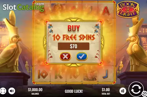 Buy Feature Screen. Book of Light slot