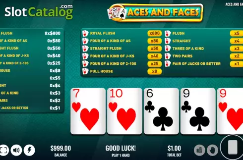 Game screen 2. Aces and Faces (Platipus) slot