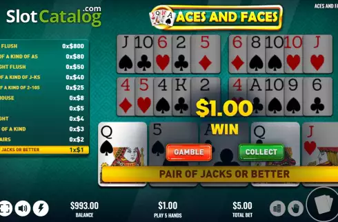 Win screen. Aces and Faces (Platipus) slot