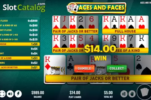 Win screen 2. Aces and Faces (Platipus) slot