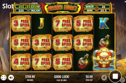 Free Spins Win Screen. Pirate's Legacy slot