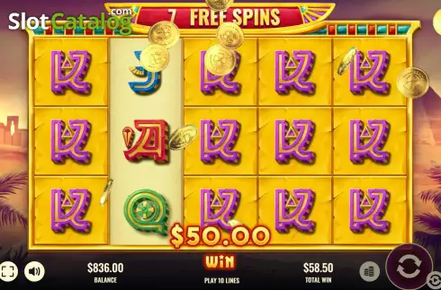 Free Spins Gameplay Screen. Books of Giza slot