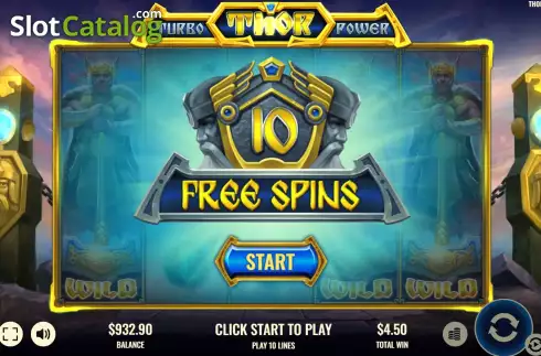 Free Spins screen. Thor Turbo Power slot