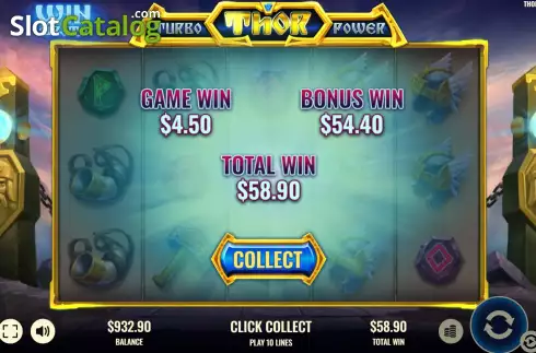 Win Free Spins screen. Thor Turbo Power slot