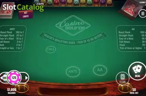 Schermo2. Casino Hold'Em (Platipus) slot