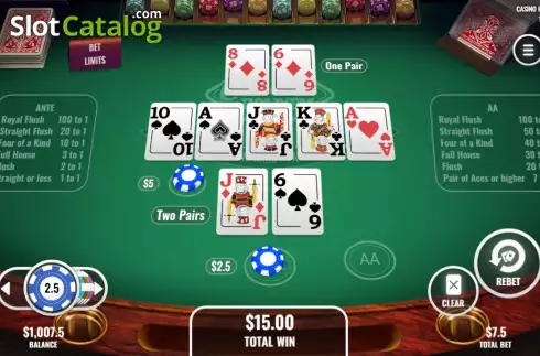 Schermo3. Casino Hold'Em (Platipus) slot