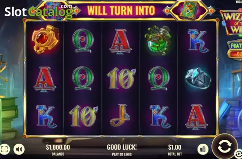 Game screen. Wizard of the Wild slot