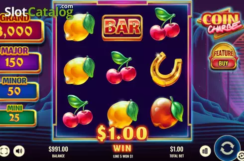Win screen. Coin Charge slot