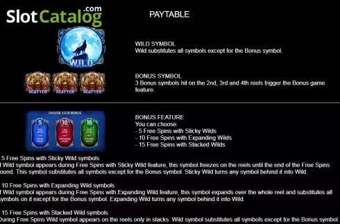 Paytable 2. Magical Wolf slot
