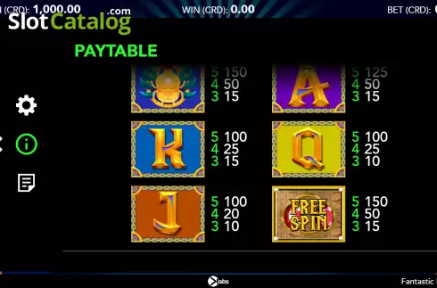 Paytable screen 2. Fantastic Egypt slot