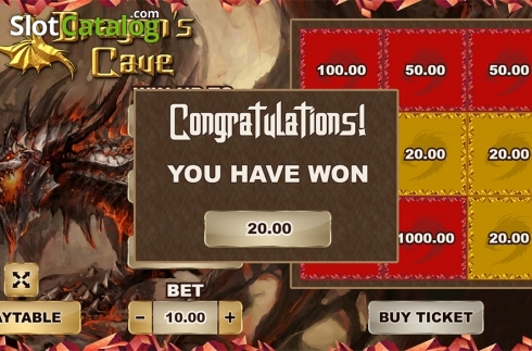 Win screen. Dragons Cave (PlayPearls) slot