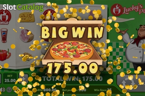 Win screen. Lucky's Pizza slot
