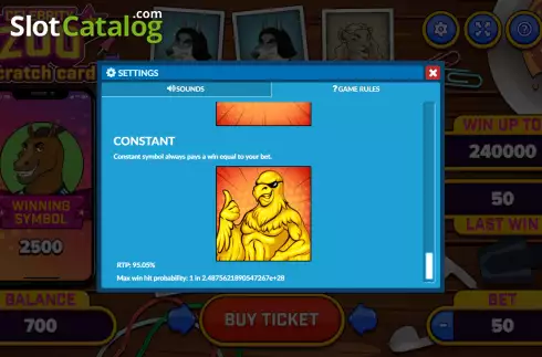Bildschirm5. Celebrity Zoo Scratch Card slot