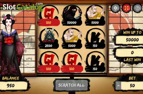 Win screen. Way of the Warrior Scratchcard slot