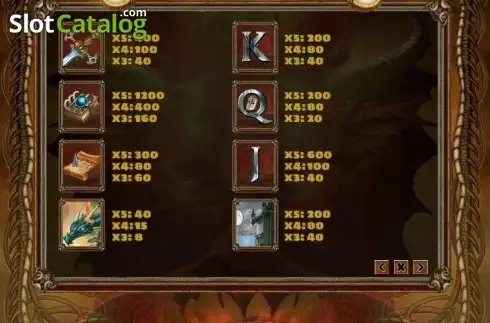 Paytable. Dragons Gold (PlayPearls) slot