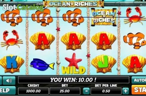 Win Screen. Ocean Riches (PlayPearl) slot