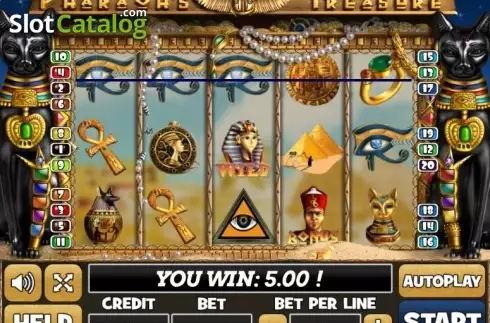 Win Screen. Pharaohs Treasure (PlayPearls) slot