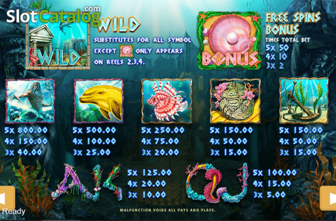 Paytable . Atlantis Legend slot