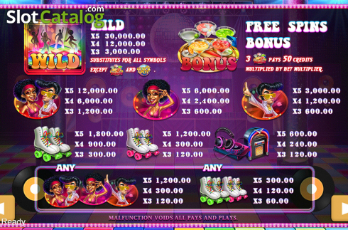 Paytable . Disco Night Fever slot