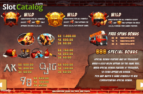 Paytable . Fire Hero slot